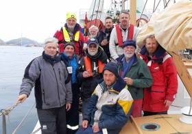 Ilen&#039;s crew on their arrival at Nuuk late this morning (Friday) - Gary Mac Mahon on left, Paddy Barry second right