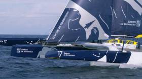 The 100ft Ultime 32 Maxi Edmond de Rothschild seems to have emerged unscathed from a close encounter with the Shingles Bank in the early stages of the Rolex Fastnet Race 2019, despite all those vulnerable appendages