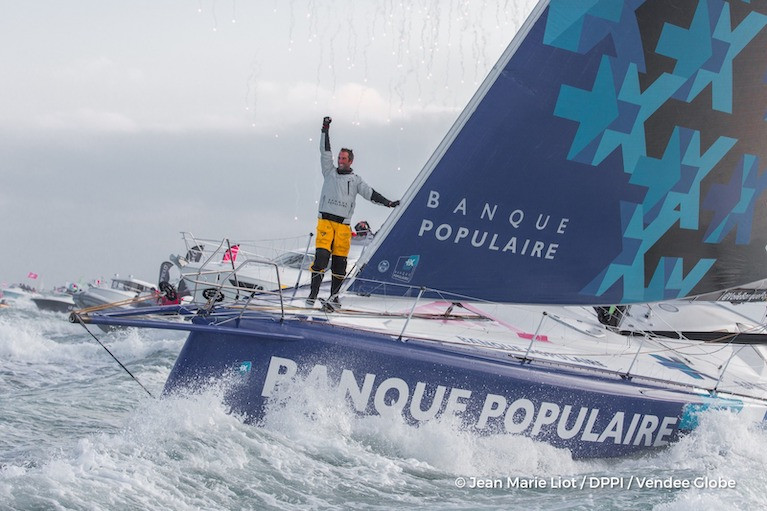 Armel Le Cleac&#039;h winning the 2016-2017 Vendee Globe in January 2017, and setting a new 74-day record that now stands for another four years
