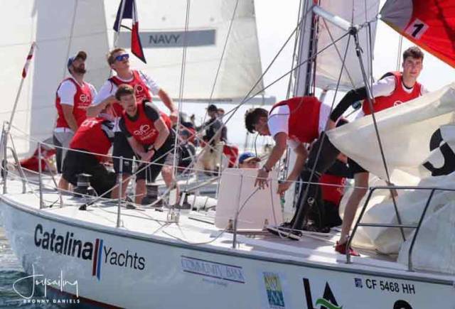 The CIT Irish team in training on the Catalina yacht used in this week's Los Angeles Harbour Cup Invitational Regatta