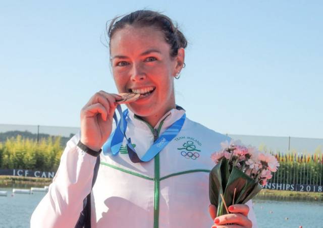 Jenny Egan with her bronze medal from the Canoe Sprint World Championships