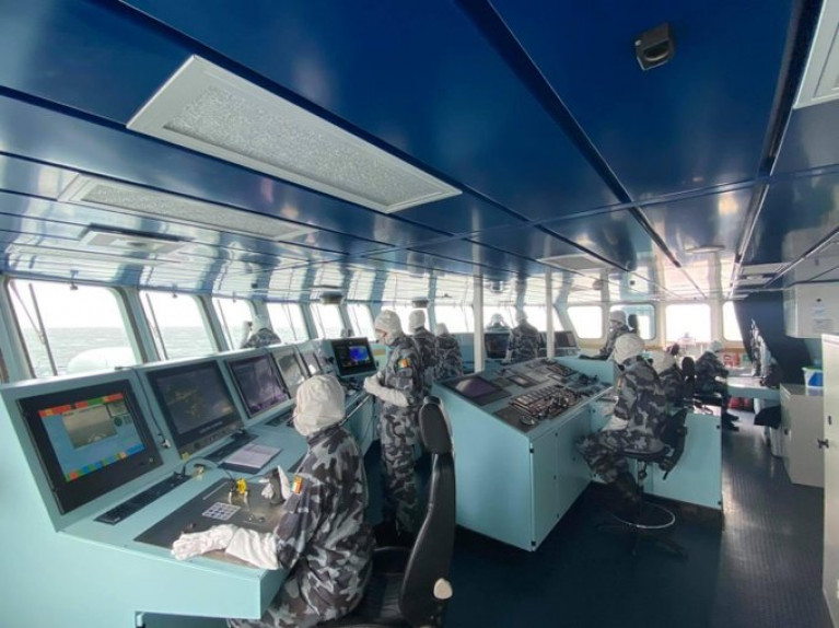 Members of the Defence Forces are drawn from several nationalities. Above crew on the bridge of an Irish Naval Service vessel. 