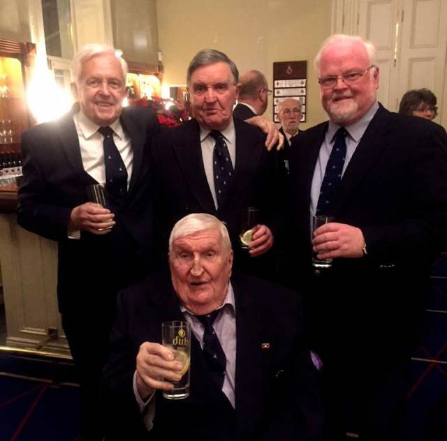 The legendary Dave FitzGerald (foreground) celebrates his 90th birthday with old Galway friends and shipmates (left to right) Tom Foote, Peter Fernie and Pierce Purcell