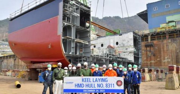 Isle of Man Steam Packet had a momentous milestone on Christmas Eve as the keel was laid for Manxman, marking the beginning of the newbuild&#039;s formal construction at an Asian shipyard. The keel-laying ceremony, a centuries-old tradition which is said to bring luck to the captain and crew during the life of the ship, took place at Hyundai Mipo Dockyard in South Korea.