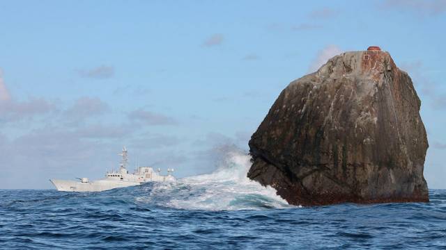 Naval Service vessel LÉ Róisín at Rockall conducting routine maritime security patrols in October 2012