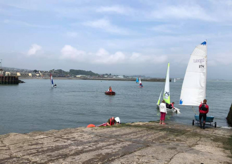 Dinghies on the water at Wicklow Sailing Club this past Saturday