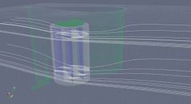 A 3D computer model of GKinetic’s hydrokinetic turbine device