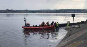 The woman and her dog were safely transferred to shore by the Portaferry RNLI volunteers