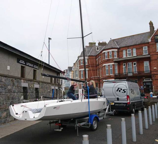 The new RS21 keelboat is prepared for launching on Belfast Lough on Sunday