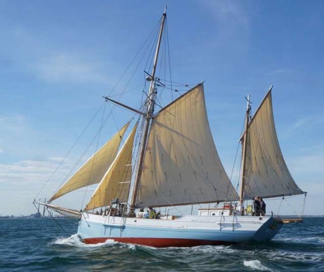 The 56ft traditional ketch Ilen of Limerick making good speed. The restored vessel - the only surviving example of an Irish trading ketch - will depart Limerick on Sunday afternoon for her multi-purpose nine weeks voyage to southwest Greenland