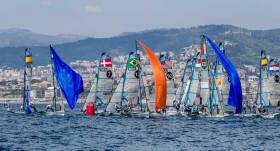 The 49erFX fleet in Genoa in which Annalise Murphy and Katie Tingle competed