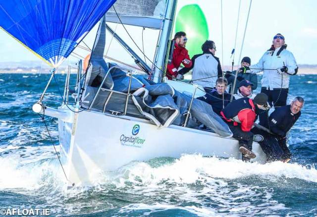 Juggerknot (Algeo, Haughton, Knatchbull, Nolan) on their way to overall victory at the J109 National Championships off Howth 