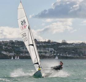 Five RS400s hit the water in Cork Harbour on Saturday, the first day back for the southern fleet 