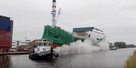 The first of 10 in a new &#039;C&#039; class of 5,000dwt cargoships, Arklow Cadet was launched this morning for ASL. Scroll down the page for video