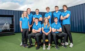 Tokyo trialists - from left Katie Tingle, Annalise Murphy, Rob Dickson, Seafra Guilfoyle, Ryan Seaton and seated Liam Glynn, Aoife Hopkins and Finn Lynch