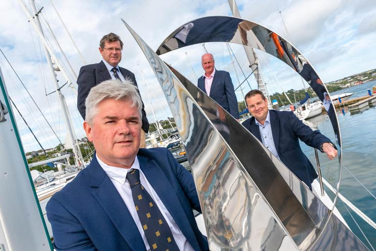 Regatta Director Anthony O’Neill holding the Michelle Dunne Prix d'Elegance trophy, KYC Commodore Michael Walsh together with Robert Kennedy & Brian Goggin of the O’Leary Insurance Group 