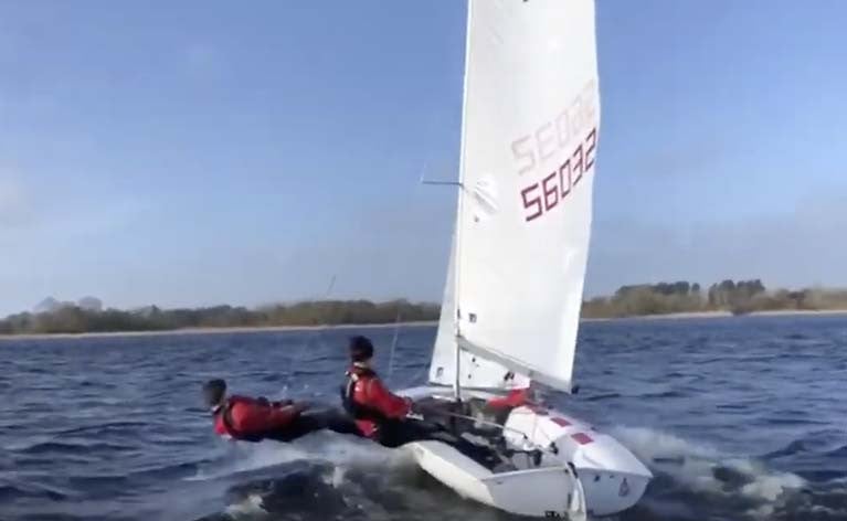Scroll to 40 seconds in the video below to see a high speed 420 capsize on Lough Ree 