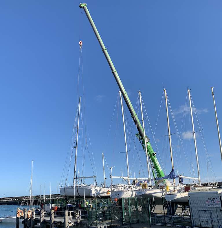 Thanks to the use of a long-jib crane, the National Yacht Club boat-deck storage space is optimised for winter lay-up of members’ boats