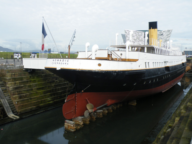Maritime Heritage in the North welcomed a boost for the Cherbourg registered SS Nomadic and Titanic Belfast with Covid Recovery Grants. The tender occupies the oldest Queen's Island dry dock, Hamilton Dock, (built 1864-1867). AFLOAT adds what about the scene in the south? and our historic maritime infrastructure? notably Dublin's Grand Canal Dock Basin's (older) graving dry-docks (1790's) as Waterways Ireland plan to sell (see link below 'Inland Waterways' story, 20th Feb). At the dry-dock for 'safekeeping' is the former Aran Islands ferry Naomh Éanna, a rare survivor of an Irish built 'ship! aptly constructed in the capital. 